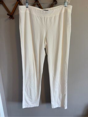 Eileen Fisher Off White System Washable Stretch Crepe Pants Size M